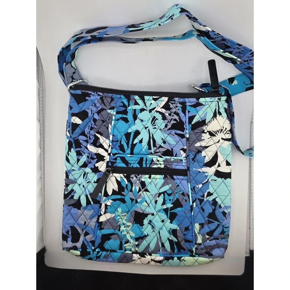 Vera Bradley Blue Turquoise Camo Floral Crossbody Shoulder Bag Purse Retired